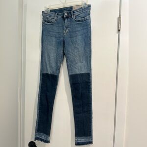 All Saints Mast Fit W26 Women's Blue Denim Jeans Stretch Unique 2-Tone Trendy